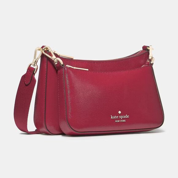 Kate Spade Duet Small Patent Leather Crossbody Red Jam NWT - Picture 2 of 3